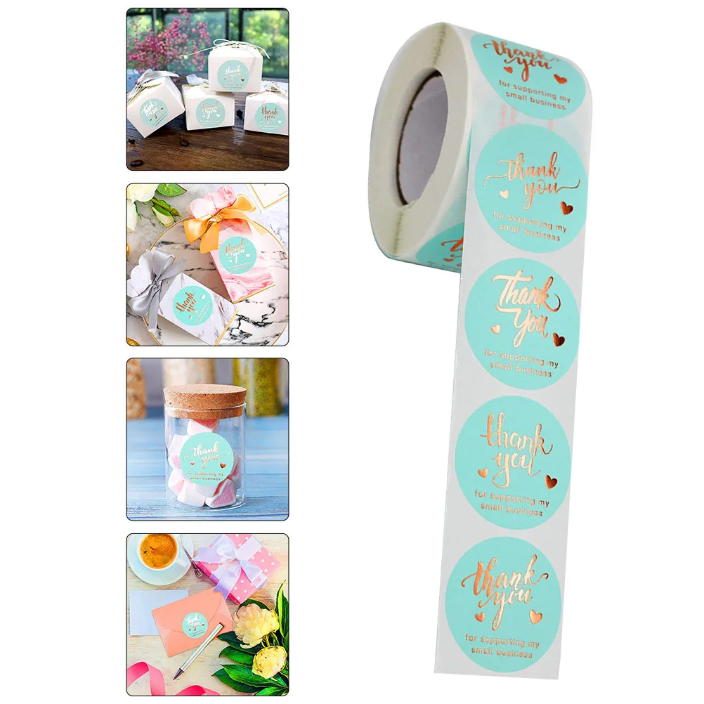 

500Pcs Thank You Roll Stickers Round Labels Kraft Paper For Gift Wrapping And Crafts