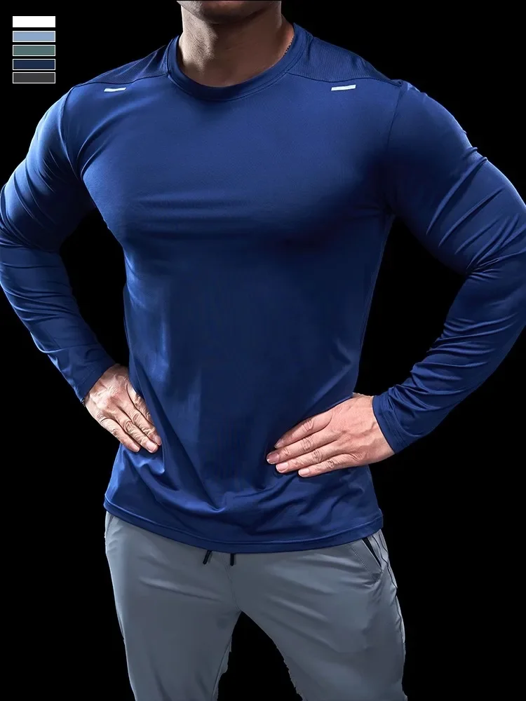 Camiseta de manga larga de secado rápido para hombre, ropa deportiva, gimnasio, Fitness, especial, informal, delgada, estilo para correr, Primavera