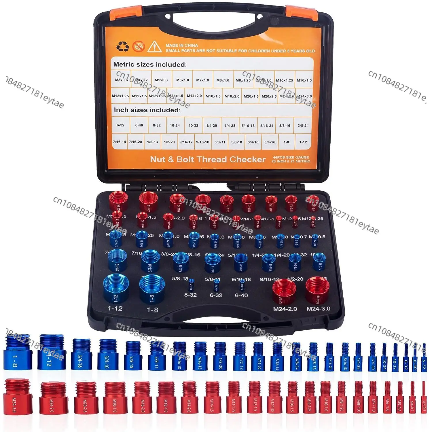 Nut and Bolt Thread Checker, Gongzi Gauge, Metric and British 44-piece Set