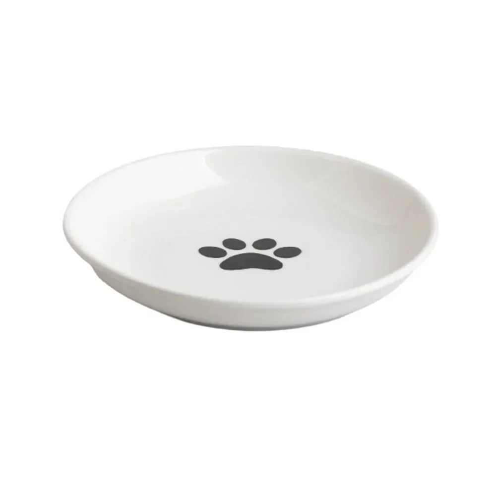 Pet Cat Bowl Snack Canned Tray Not Easy To Tip Over Silicone Bottom Cat Food Bowl Porcelain Cat Plate Dog Food Bowl Pet Supplies