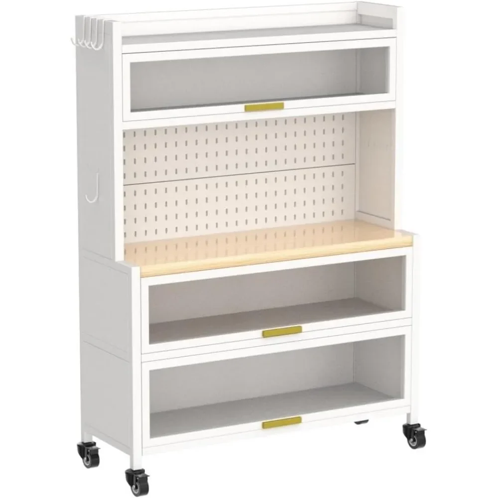 Kitchen Cabinet Bakers Rack, Suporte de microondas, Aparador Hutch Buffet, Sem Parafuso Montagem Rápida