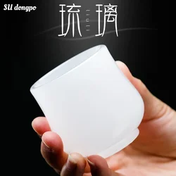 Jade Porcelain Tea Cup White Porcelain Master Cup Single Glass Tea Cup Large Built Glass Kung Fu Tea Set Small Business Supplies