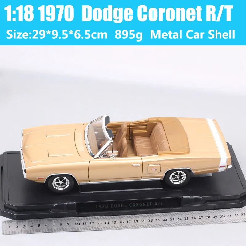 Yatming 1:18 Scale Large Classic 1970 Dodge Coronet R/T Convertible Automobile Metal Diecast Model Vehicle Car Toy Golden Gift