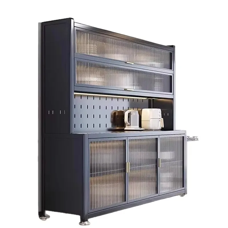 Kitchen Storage Rack with Dust-proof Tape, Glass Door Cabinet, Household Appliance Storage Cabinet