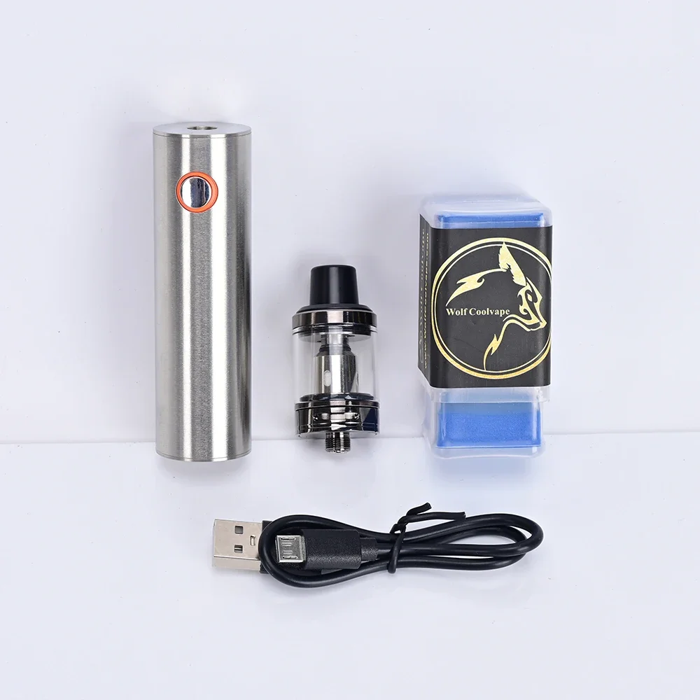 Wolfcoolvape 2ml ชุด Vape Starter E-Cig Mod 24 มม.0.3ohm ถัง Atomizer TOP Refill System และ 1300mAh แบตเตอรี่อุปกรณ์ไอ
