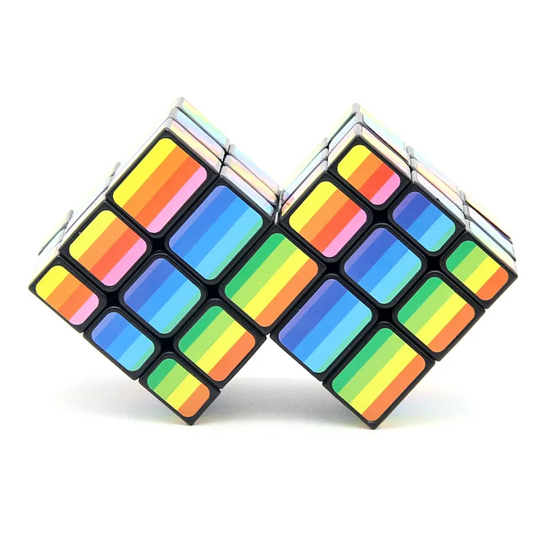 Specchio di colore arcobaleno siamesi 3x3x3 cubo magico Puzzle di velocità professionale Twisty rompicapo giocattoli educativi Antistress