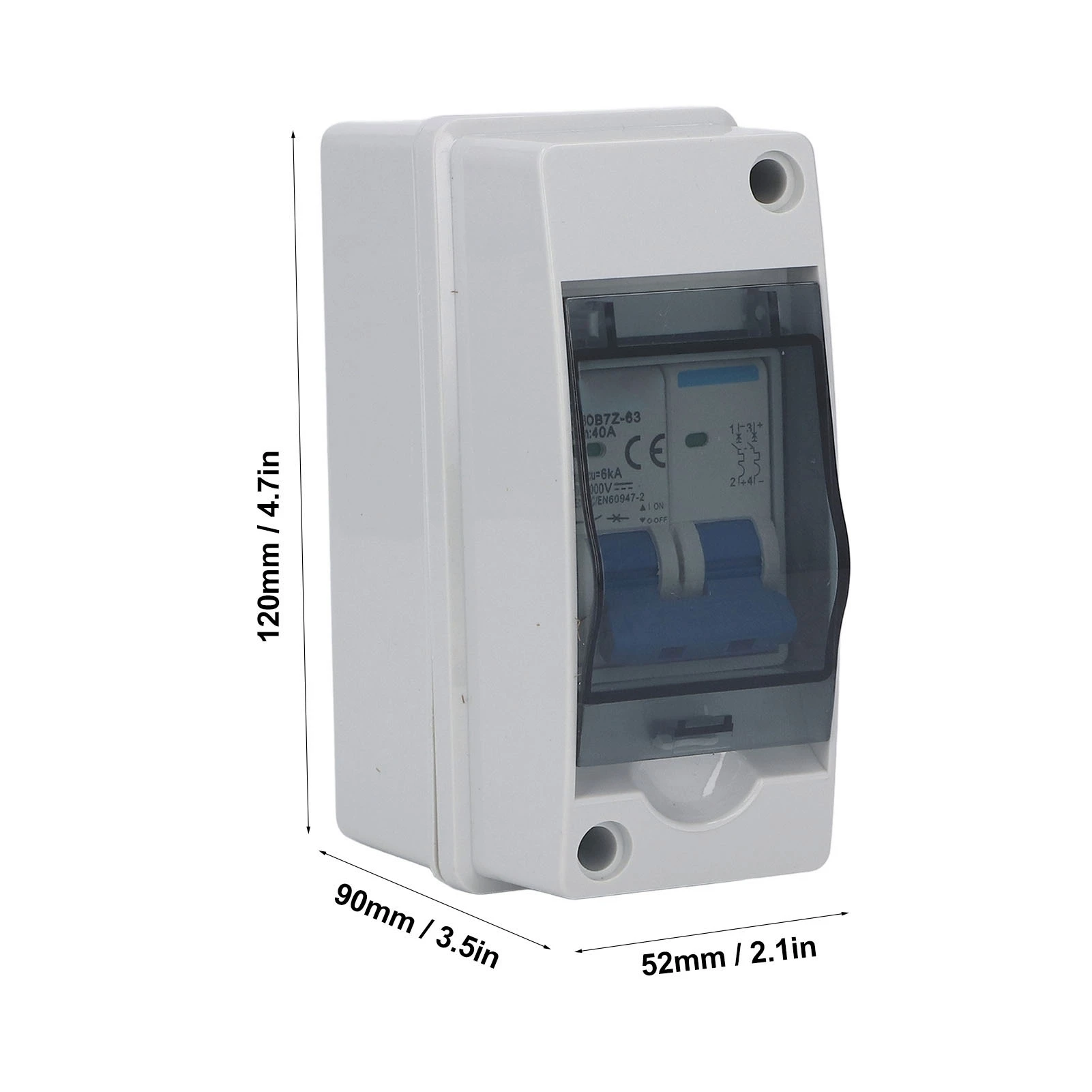 DC Disconnect Switch 40A Protective Transparent Cover Miniature Circuit Breaker with IP65 Distribution Box 1000V