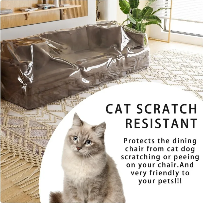 For Protection Against Cat Dog Clawing Couch Cover Waterproof Dust‑proof Slipcover PE Transparent Furniture Chair Sofa Covers