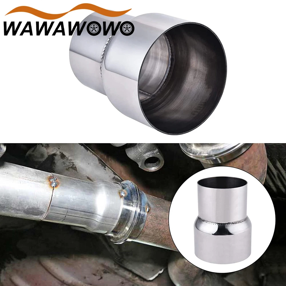 1Pcs 63mm/2.5 Inch Stainless Steel Inlet Exhaust Tip, 102.5mm Overall Length Single Straight Muffler Tailpipe Chrome Polished