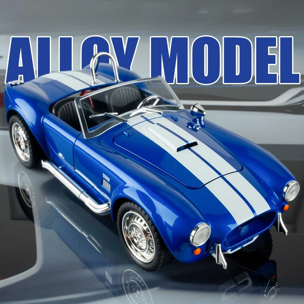 

1:24 Shelby Cobra 427 Miniature Sports Car Alloy Diecast Model Toy Doors Opened Sound Light Front Wheel Steering Adult Gift