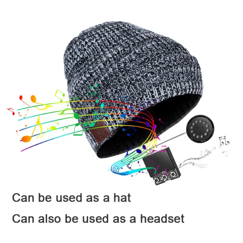 Wireless Bluetooth Headphones Winter Warm Music Hat Beanie Cap Sport Knitted Hat Earphones Gift Smart Headset Speaker with Mic