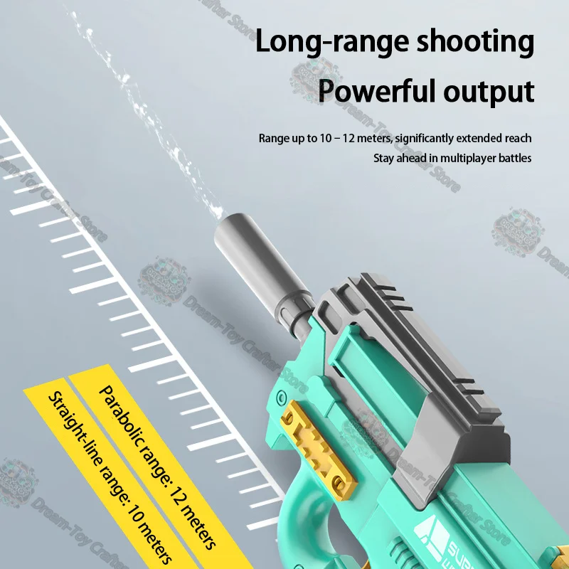 P90電動水鉄砲 男の子向け 自動高圧 大容量 ブラスター ソーカー ビーチ アウトドア スプラッシュシューティング プレイ 楽しい