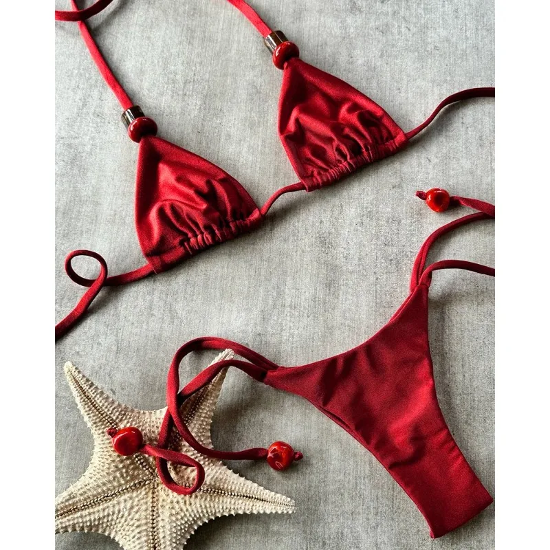 Micro Bikini Sexy Frauen 2-teiliger Badeanzug Dreieck Neckholder Push Up Bikini Set Badeanzug 2025 Neue Beachwear Brasilien Biquini Lady