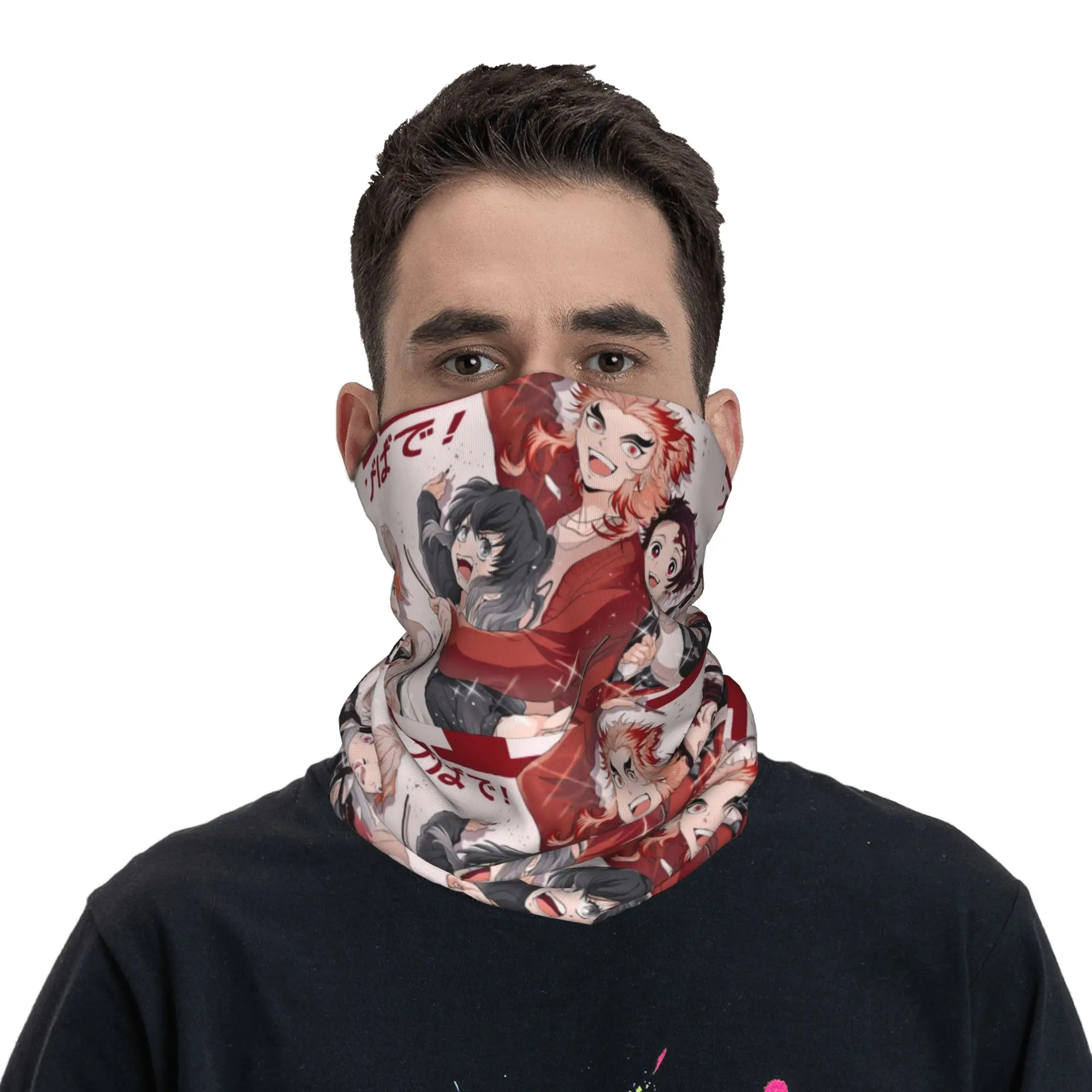 Custom Demones S-Slayer Bandana Winter Neck Warmer Men Windproof Wrap Face Scarf for Ski  Gaiter Headband