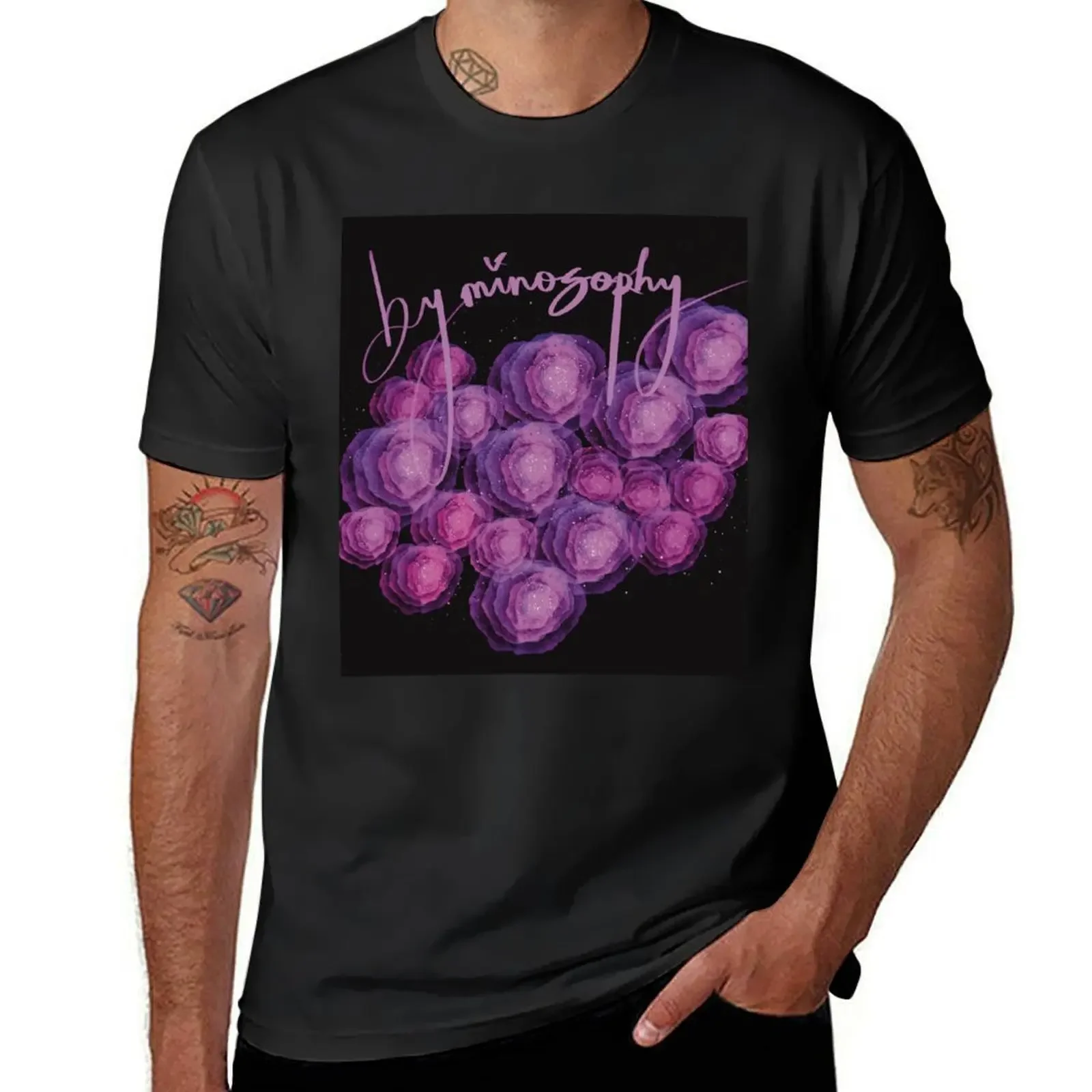 purple and pink roses T-Shirt customs design your own blanks mens designer t shirt