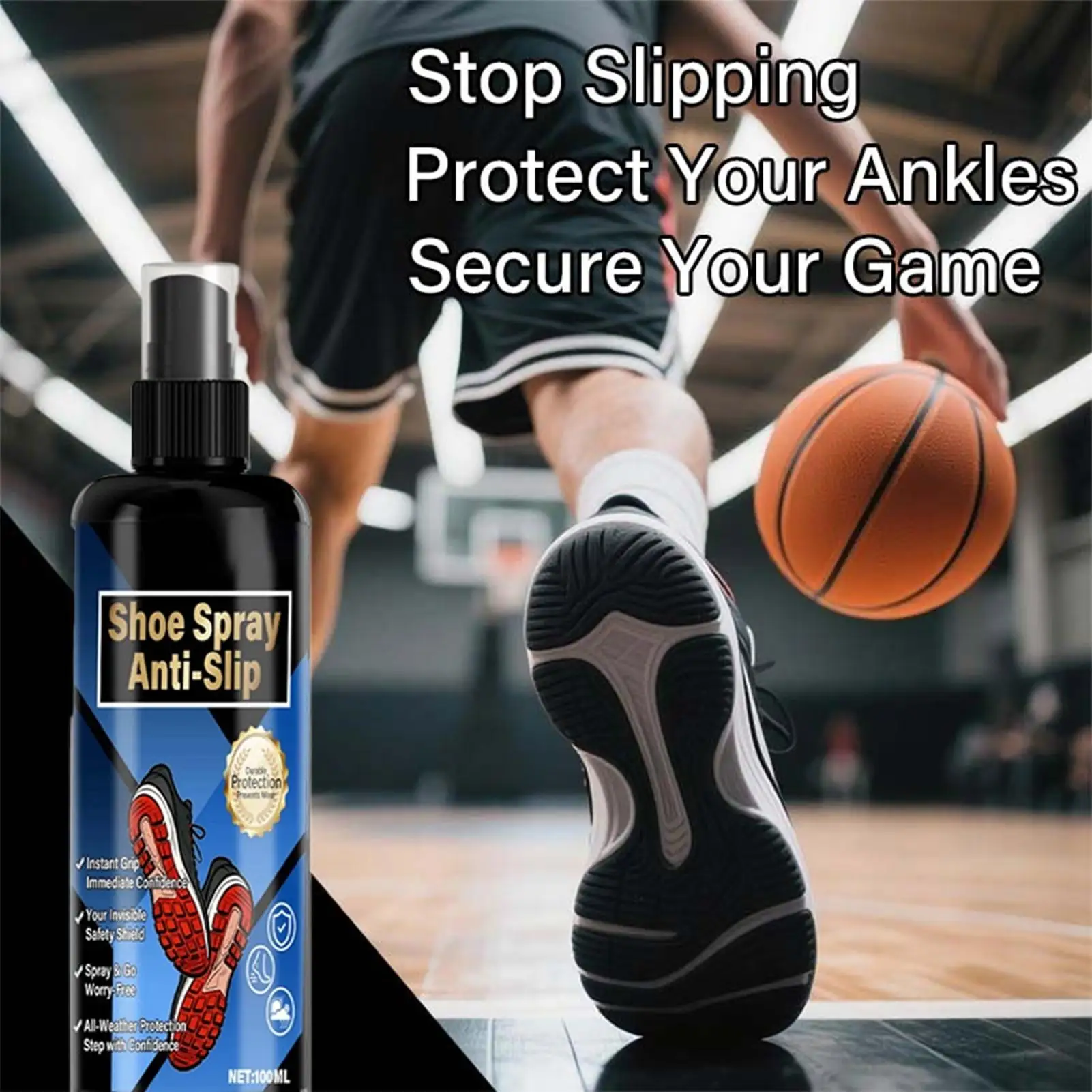 Spray antideslizante para agarre de zapato, potenciador de 100ml, líquido de tracción de seguridad deportiva para baloncesto, fútbol, tenis, Golf, Botas de senderismo, zapatillas de deporte