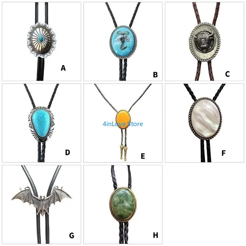 

T4MD Винтажный кулон Боло Галстук Кожаный Шнур Галстук Ожерелье для Западных Энтузиастов