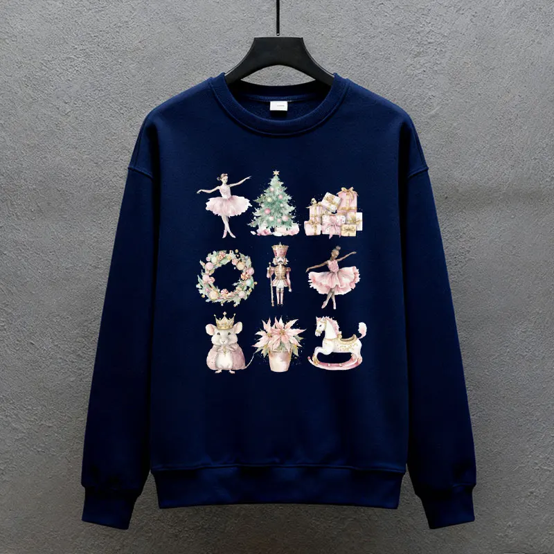 بلوزات كسارة البندق المائية قميص طويل الأكمام الأسرة عيد الميلاد الزي احتفالي الجرافيك المحملة عيد الميلاد طاقم النساء الطالبات