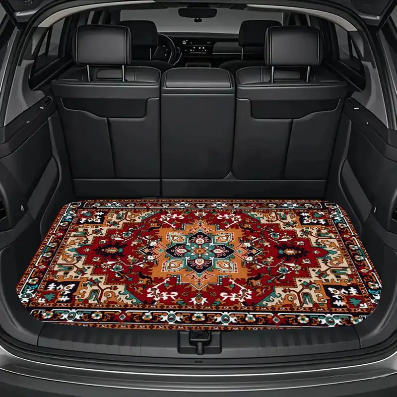 VIKAMA Red Vintage Persian Rug Pattern Car Trunk Mat Waterproof Anti-slip SUV Rear Cargo Protector Liner Home Decoration