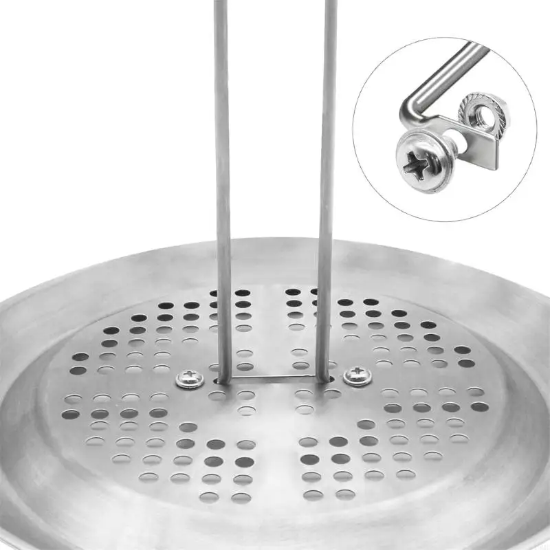 19QE Metal Vertical Poultry Roaster Set with Dripping Plate and Lifting Hook Portable Turkey Stand Metal Texture for Turkey