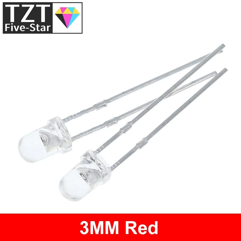 10PCS / 100PCS F3 Ultra Bright 3MM Round Water Clear Green/Yellow/Blue/White/Red LED Light Lamp Emitting Diode Dides Kit image 4