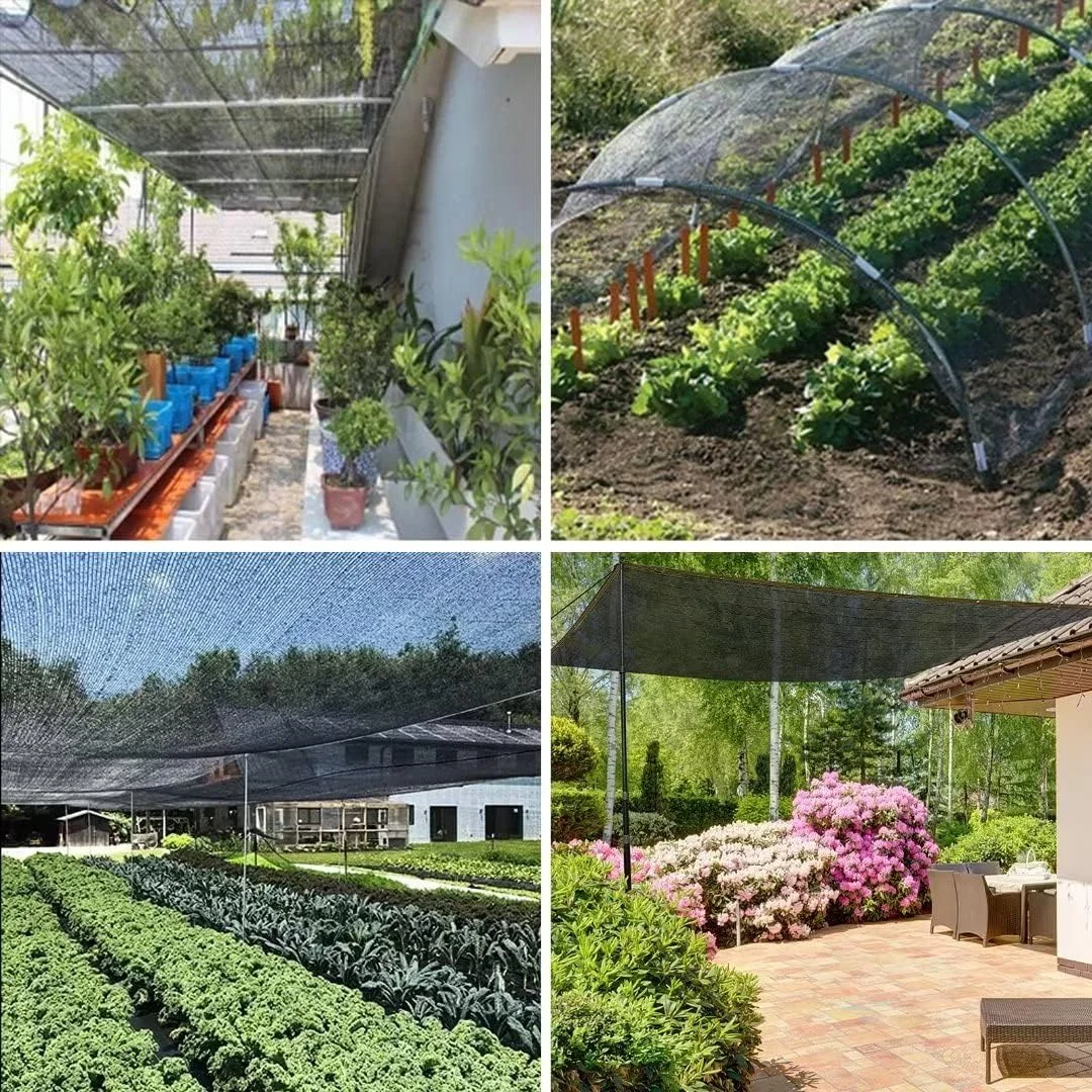 1 Peça de Tela de Sombreamento Preta com Borda Reforçada e Ilhoses, Rede Solar para Pérgulas, Plantas, Estufas, Jardins, Pátios e Coberturas