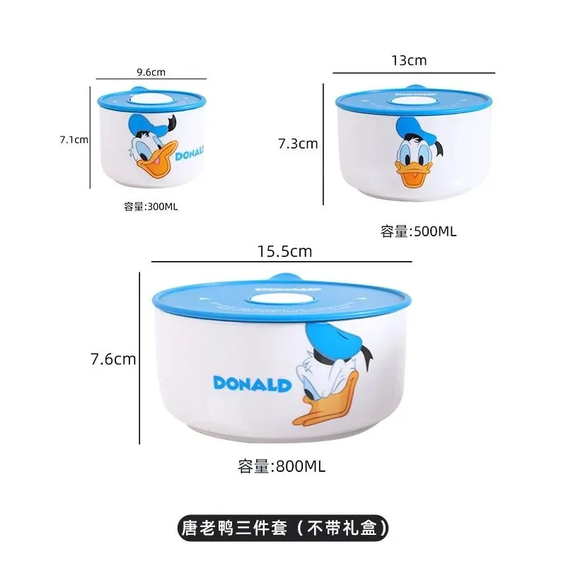 Mickey Bento Box 3 Piece Set Minnie Lunch Box Cartoon Ceramic Lunch Box Fresh Keeping Bowl Microwave Available Christmas Gift