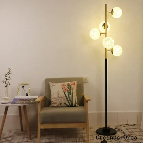 

Nordic modern simple glass floor lamp living room study bedroom bedside lamp individual creativity ball vertical table lamp