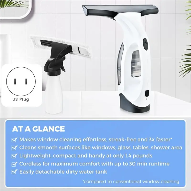 أداة تنظيف Windown، مكنسة كهربائية للنافذة اللاسلكية، مجموعة أدوات ممسحة مكنسة النوافذ، Electric-B27C #5