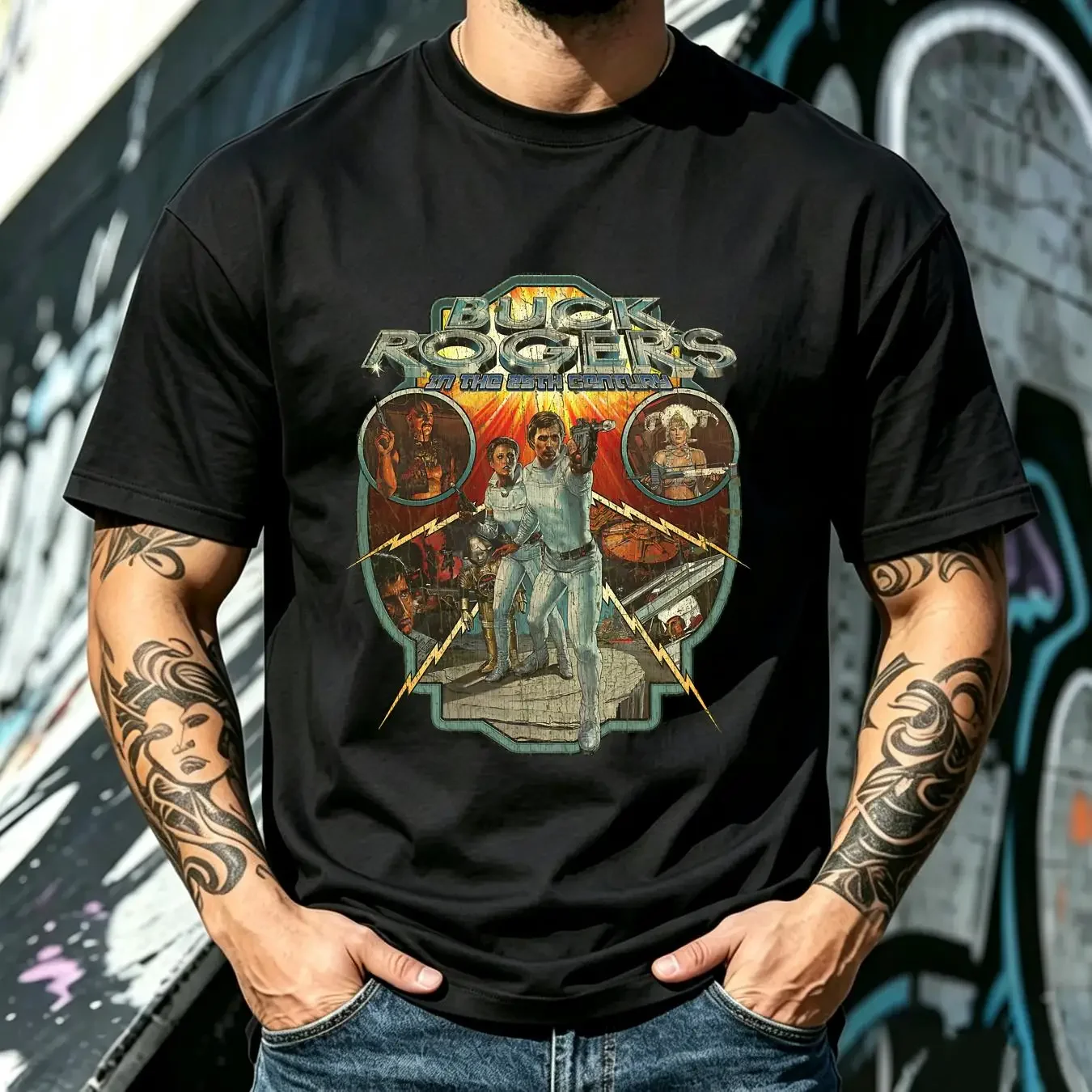 washed T Shirt Buck Rogers in the 25th Century 1979 Vintage Men's long or short sleeves vintage Washed Unisex graphic