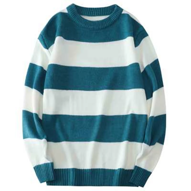 

Winter men's plus size new thickened sweater 120KG 8XL 7XL 6XL 5XL fashion striped loose all-match round neck sweater