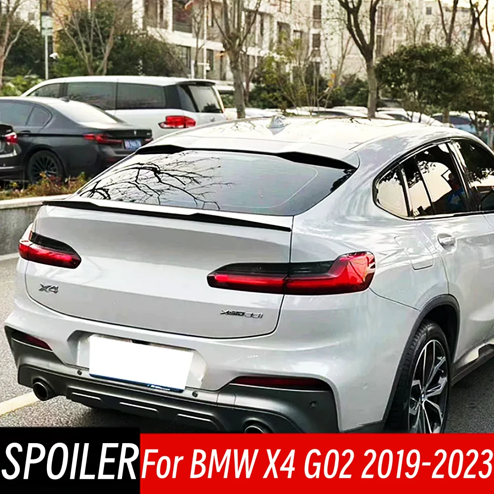 

For 2019-2023 BMW X4 G02 20i 20d 30i 30d 25d M40i M40d M Style Rear Trunk Lip Spoiler Wings Car Black Carbon Exterior Accessorie