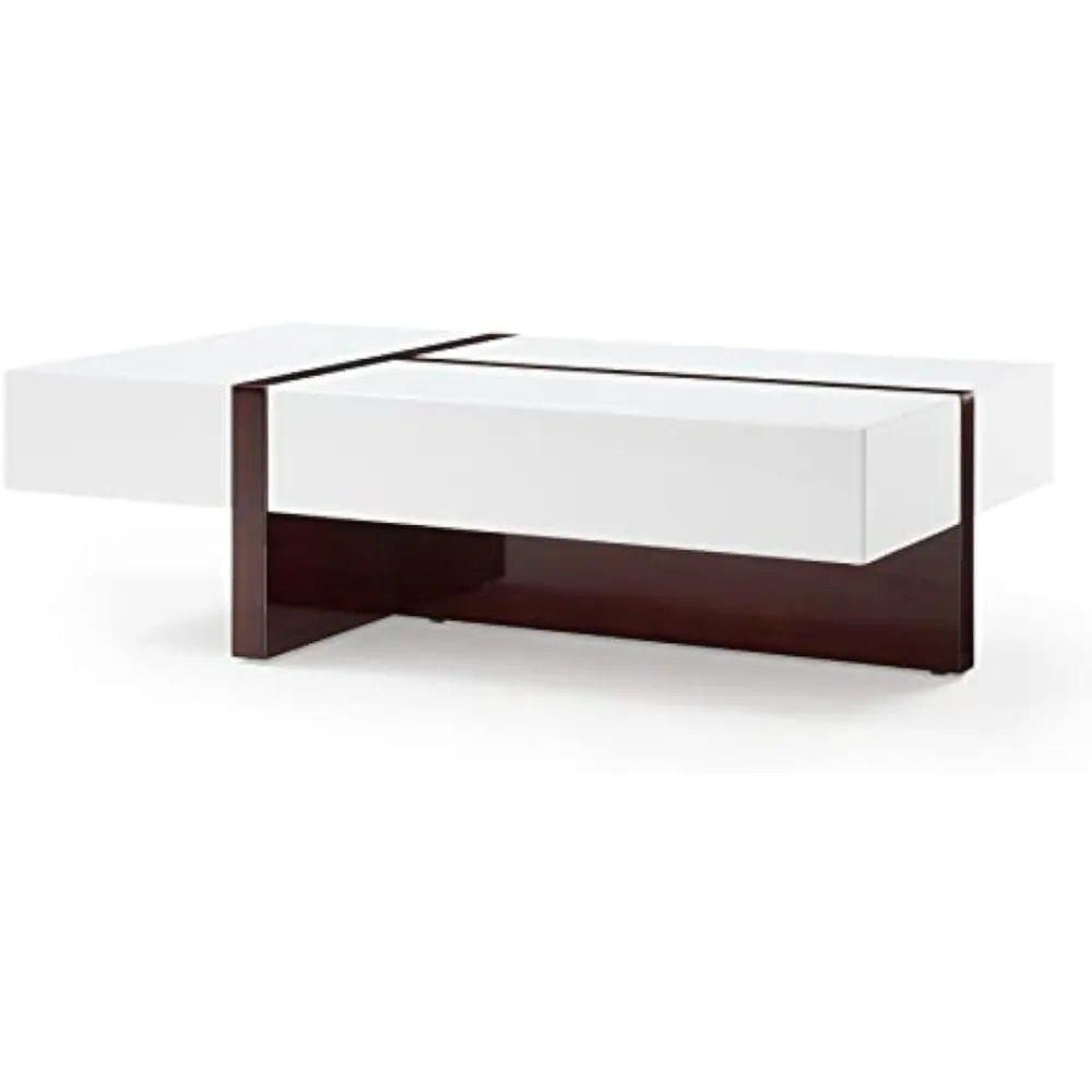 

Furniture Mcintosh Rectangle Coffee Table with Storage Drawers， for Living room, Bedroom - White and Ebony