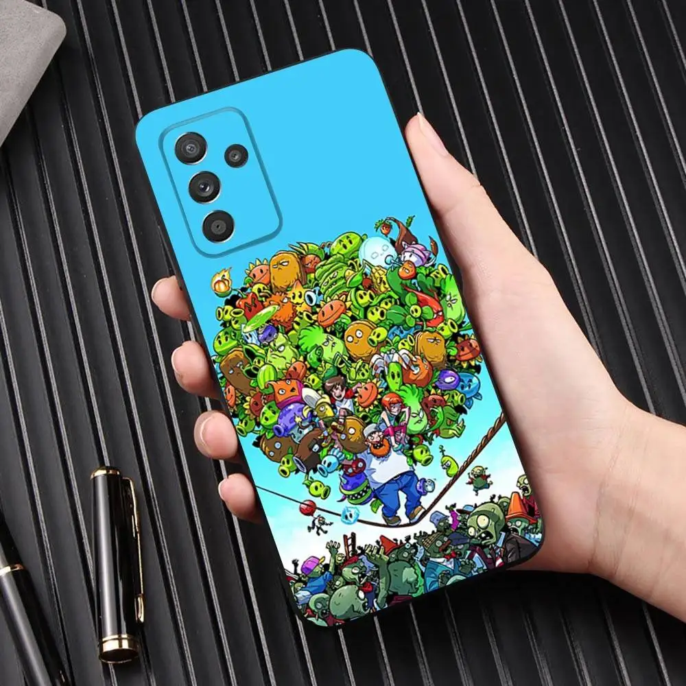 حافظة هاتف P-Plants vs Cool Z-Zombies لهاتف Samsung Galaxy A 91,80,73,72,53,52,51,22,5G,Plus,J,Note غطاء أسود ناعم