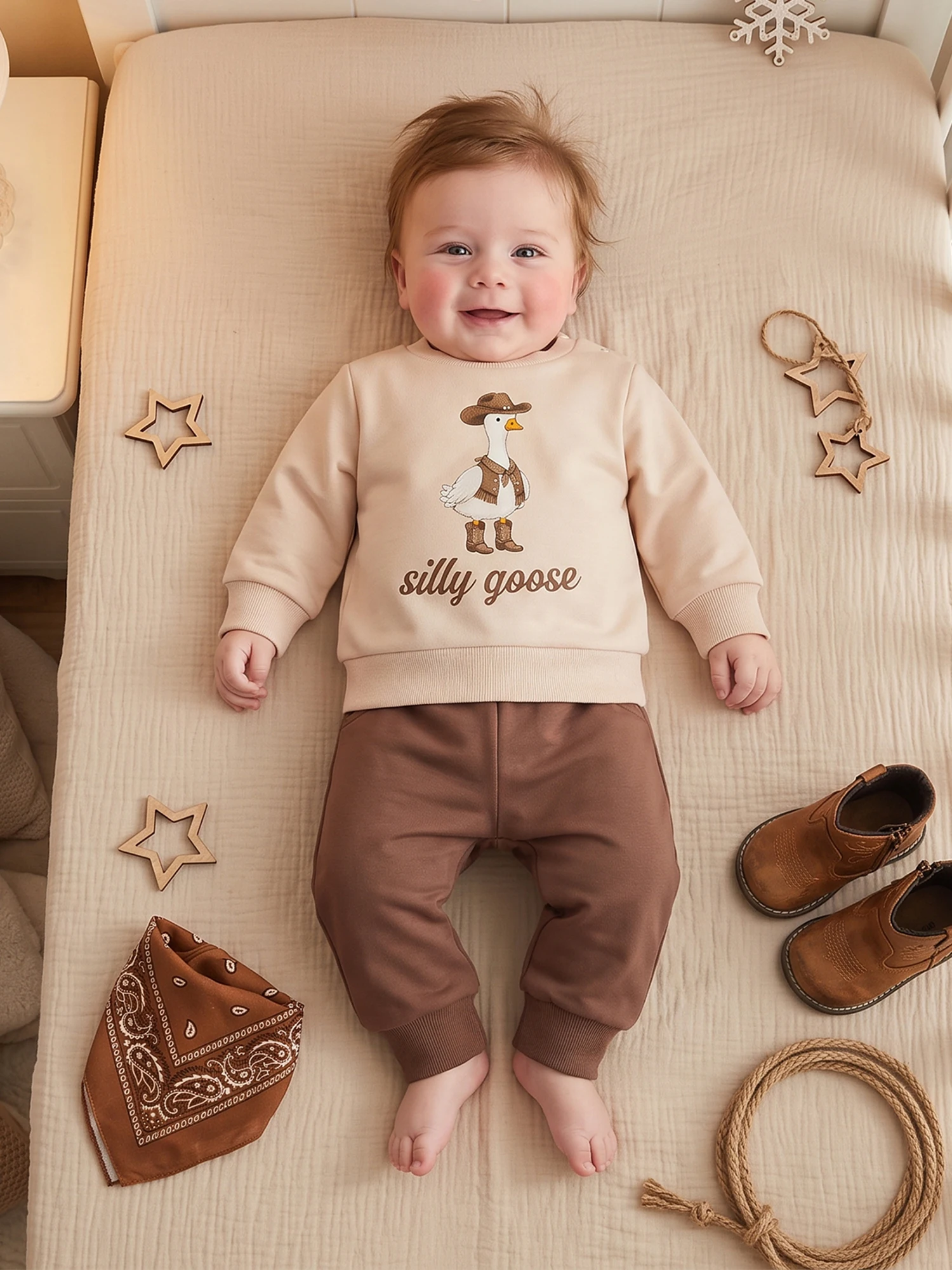 Baby-Boy-Fall Baby-Boy Long Sleeve Duck Letter Print Pants-Set Letter Print Letter Latest Baby Boy Fall