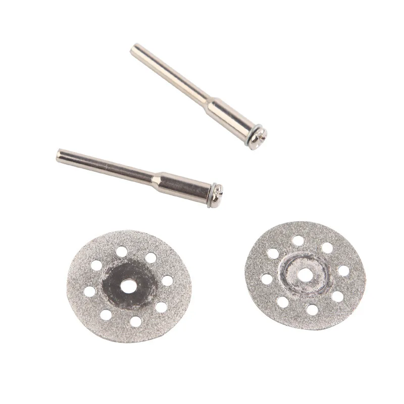 16/18mm Mini Sharp Diamond Cut Off Rotary Cutting Disc Disks DIY Tool Jade cutting piece Accessories For Dremel with 2Pcs rod