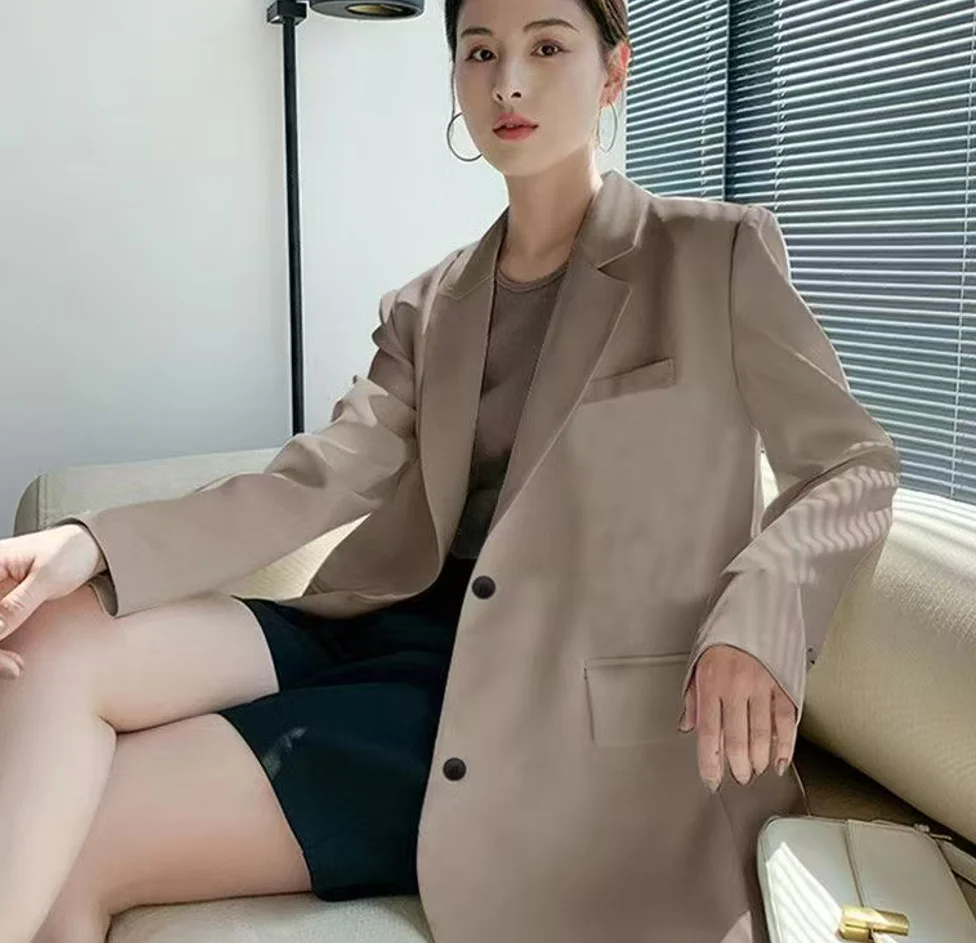 Spring Autumn New Blazers for Women Korean No Button Cropped Suits Jacket Woman Casual Long Sleeve Blazer Coat Ladies