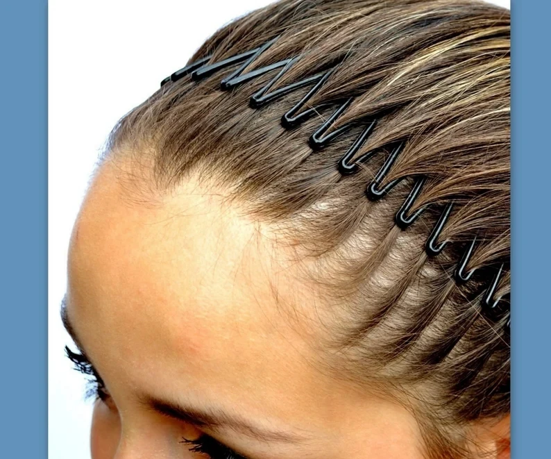 15 Stück volle runde Stretch kamm Stirnbänder flexible Kunststoff Kreis Haar wickel Haarband halter – Detail 27