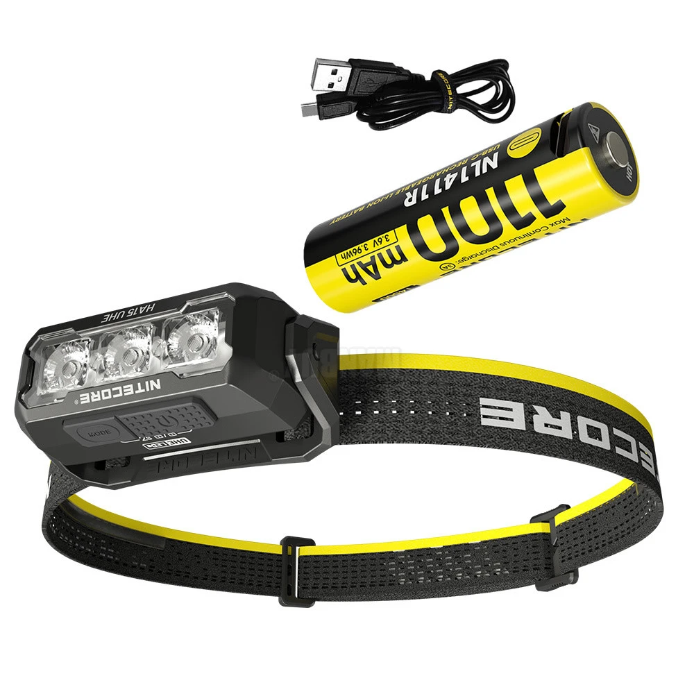 Sale NITECORE HA15 UHE + NL1411R Rechargeable Battery 400 Lumens 6x LEDs Multipurpose Ultra Lightweight Outdoor Camping Headlamp