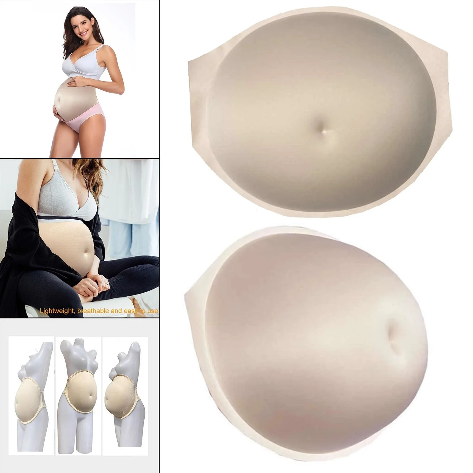 Fake Pregnant Belly Bump Sponge Lightweight False Baby Tummy Lifelike Artificial Skin Color for Advertising Actor Props