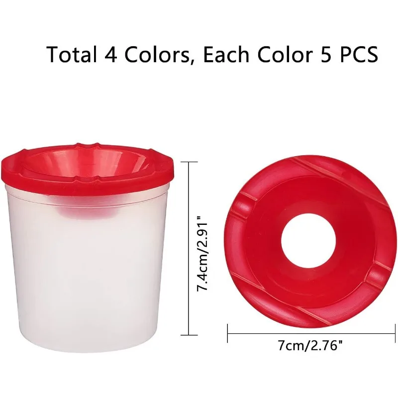 20 bicchieri di vernice in plastica senza fuoriuscite, 4 colori assortiti, bicchieri per tavolozza con coperchi, fornitura artistica per bambini,