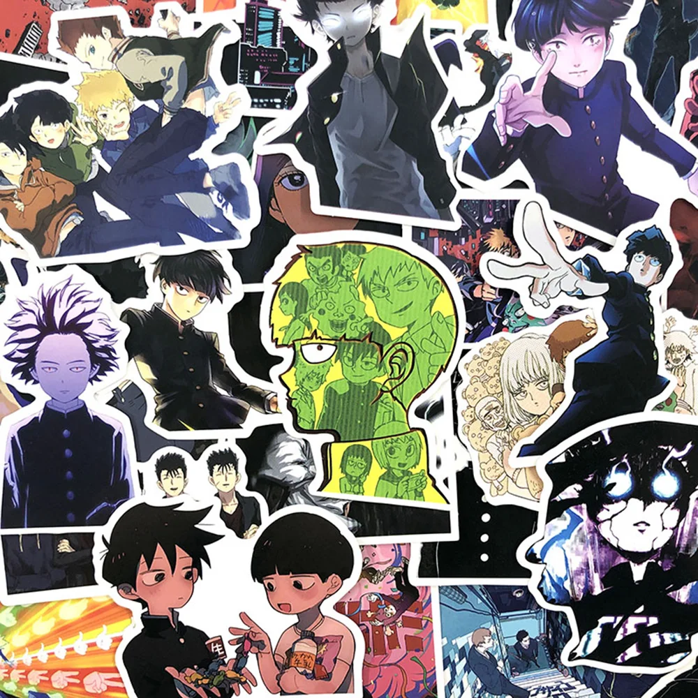 Autocollants de Dessin Animé Mob Psycho 100, Décoration Cool, Manga, Graffiti, Valise, Ordinateur Portable, Téléphone, Jouet pour Enfant, 10/30/50 Pièces