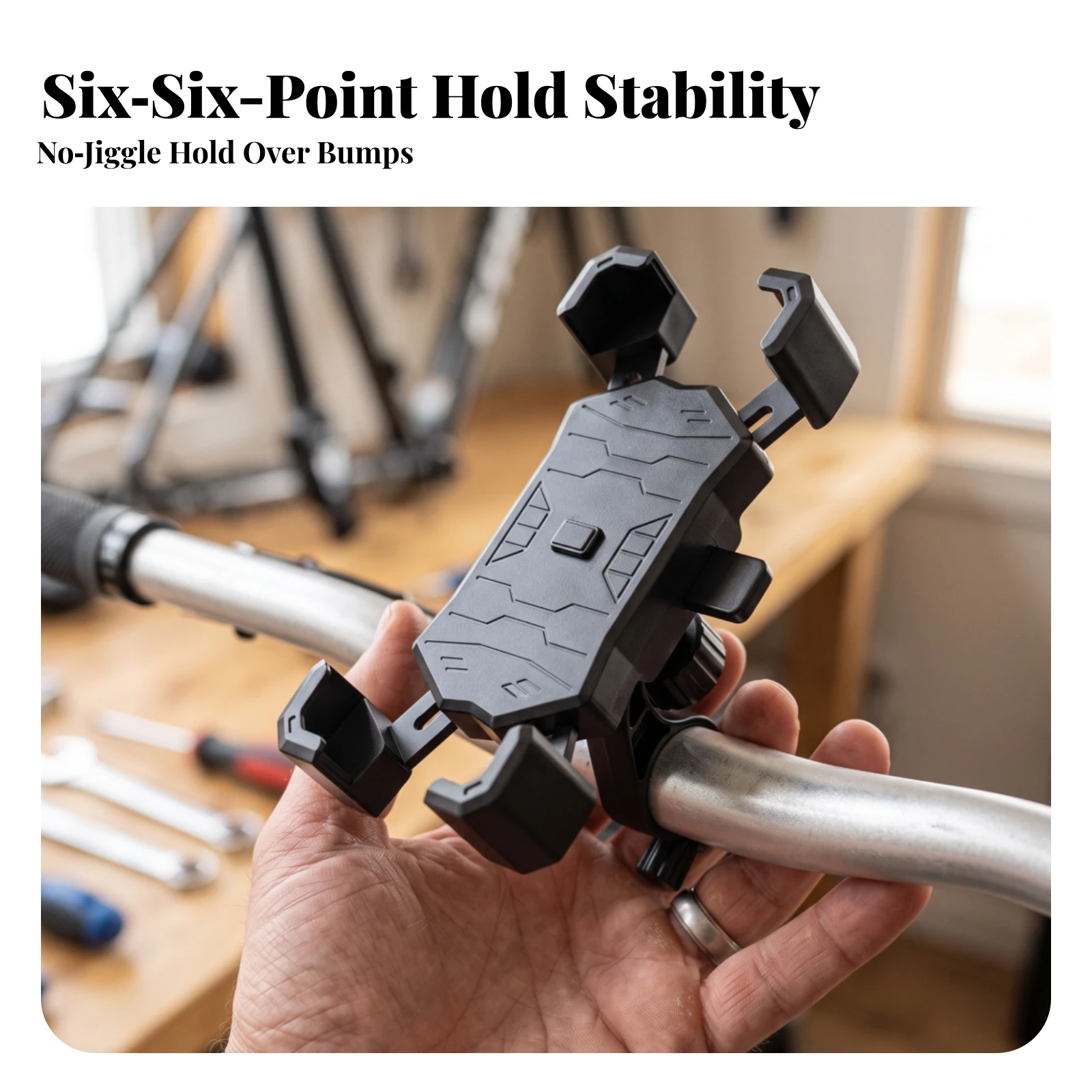 Handlebar Phone Holder Handshands-Hands-Off Bicycle Phone Holder Shockproof Universal for Delivery Riders, Electric Bikes