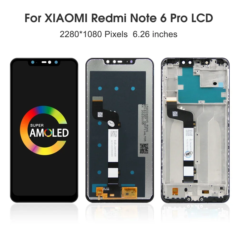 Ensemble écran tactile LCD de remplacement, 6.26 pouces, pour Xiaomi Redmi Note 6 Pro, M1806E7TG