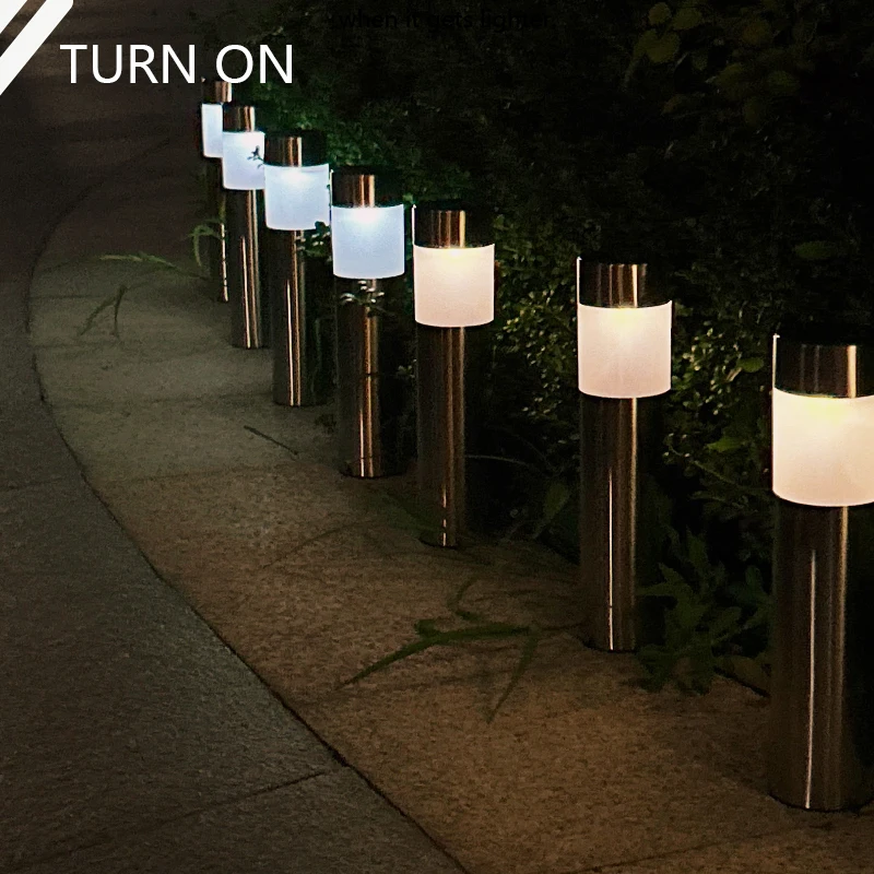 1/4 Installed Solar Viewing Lighting Stainless Steel Column Transparent Cover Lawn Lamp, Corridor Landscape Outdoor Car Track Automatic Switch Light, Suitable for Garden Small Diameter Lamp Outdoor Landscape Door Column Courtyard