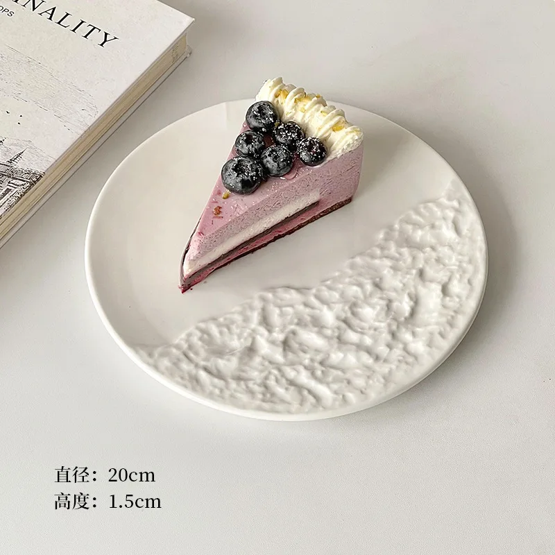 Creative stone-pattern ceramic plate with a high-end feel, suitable for afternoon tea, desserts, cakes, fruit, steak, and pasta