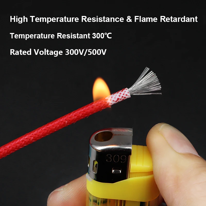 

Sq 0.3mm ~ 6mm Fiberglass Braided Silicone Cable High Temperature Insulation Warm Floor Heat Element Heat Resistant Copper Wire