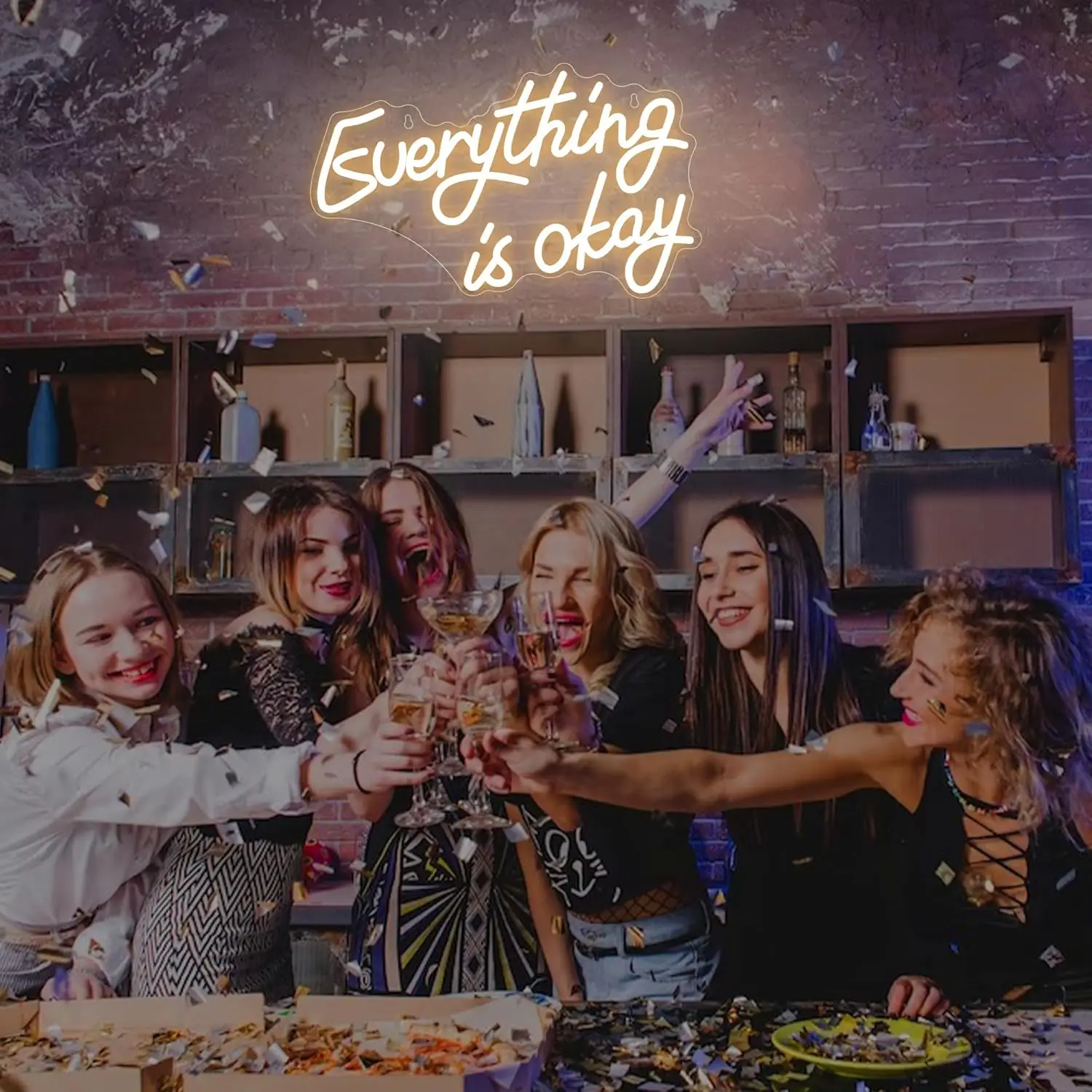 Tudo está ok Sinal de Neon para Wall Decor, Lâmpada LED com USB Alimentado para Casa, Shop Decor, Aniversário e Dia de Natal