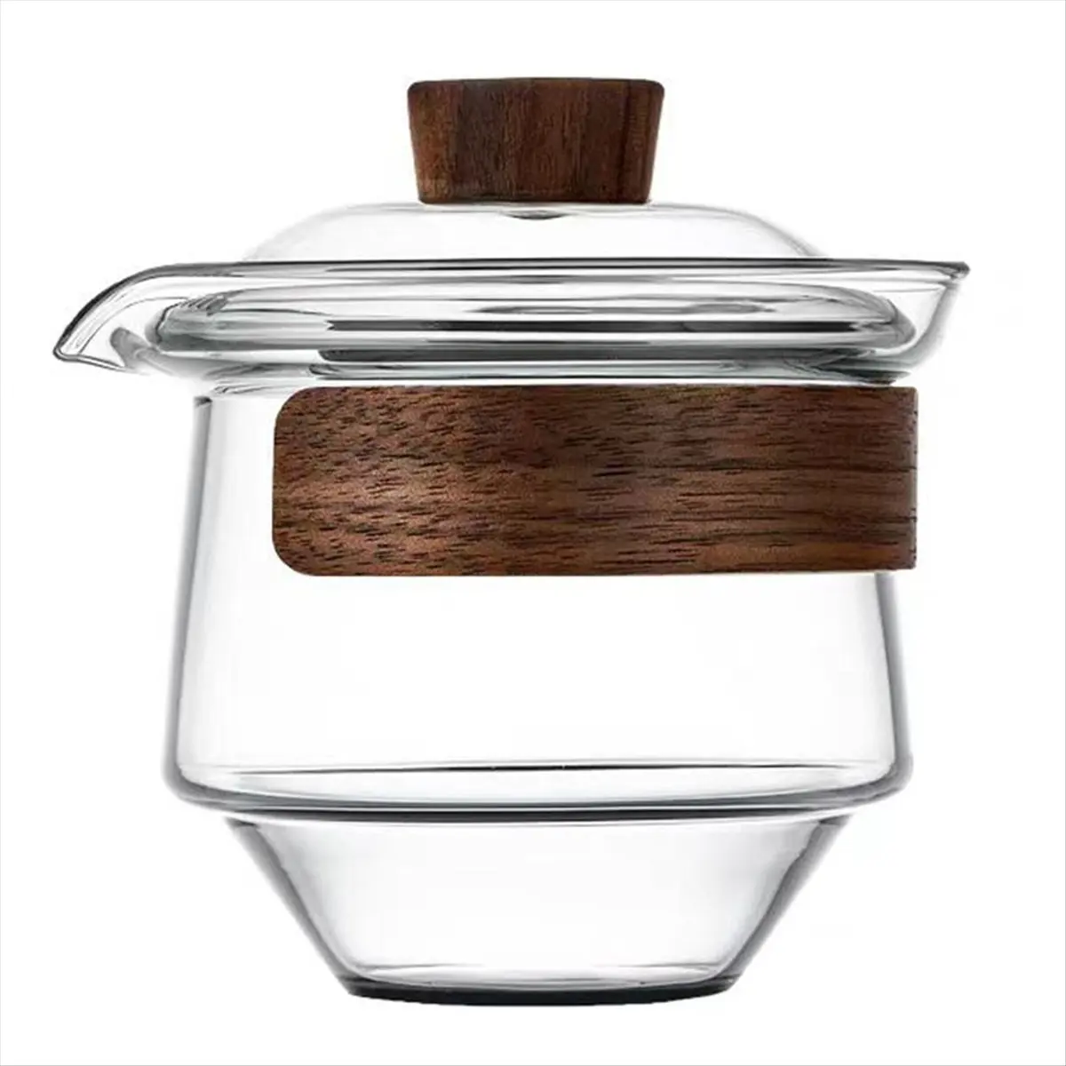 كوب زجاجي عالي السيليكون مع غطاء كوب خشبي عازل للحرارة وعاء شاي صيني طقم أدوات شاي للسفر 200 مللي #2