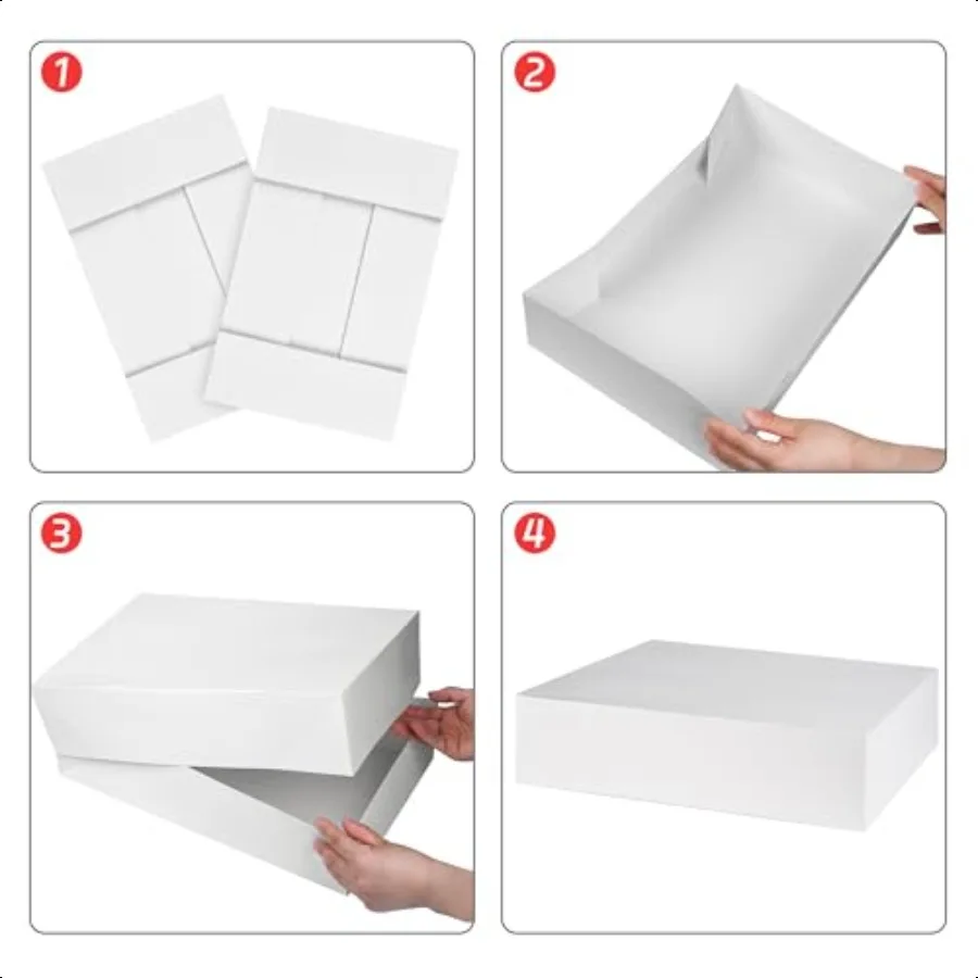 10 Piece Extra Large Gift Boxes Premium White 4inch Deep